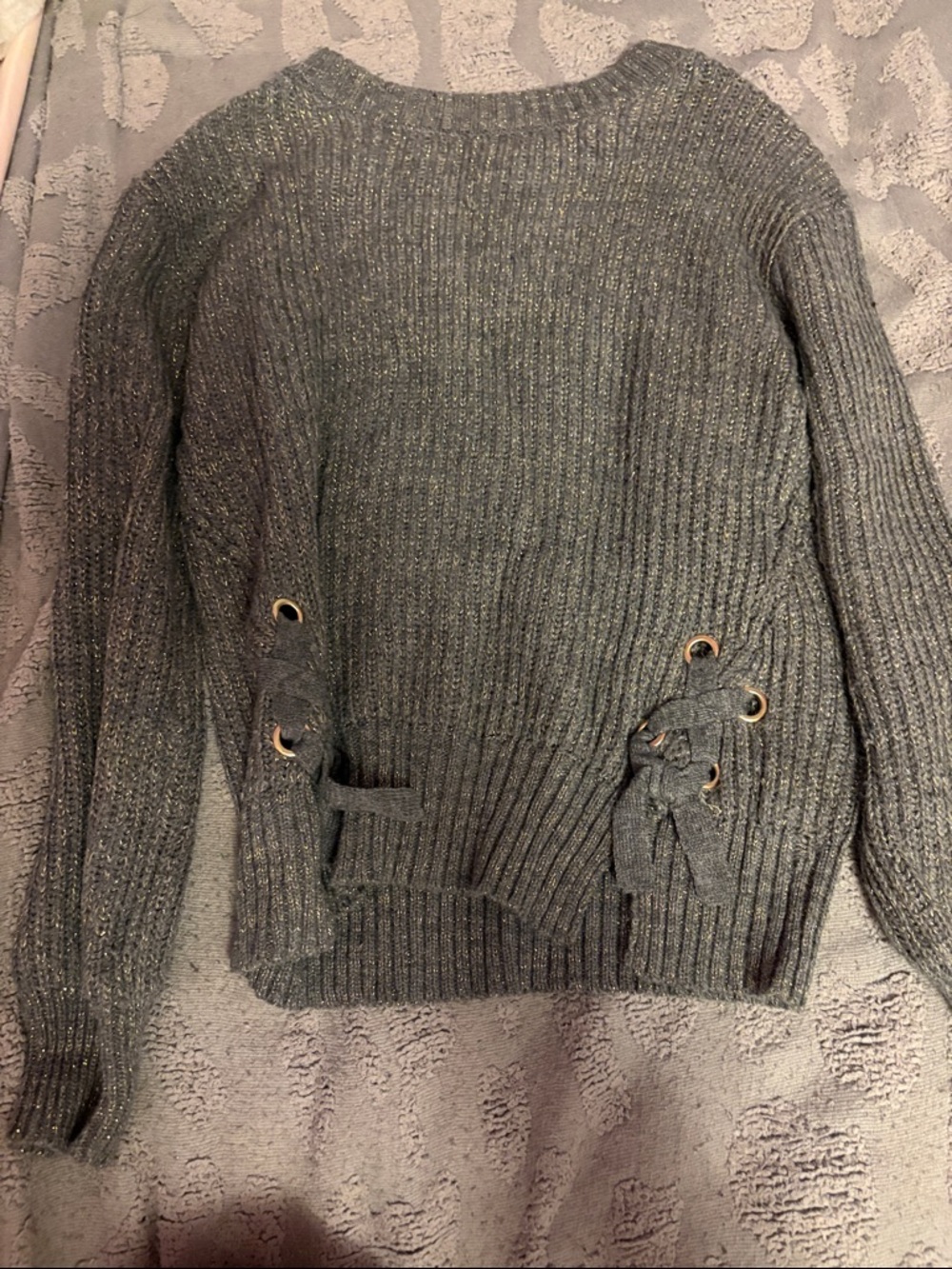 Epic Threads Gray Metallic Ribbed Knit Sweater